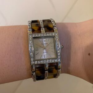 NEW Persona Ladies Watch Silver Tortoise Square Rhinestone Bracelet